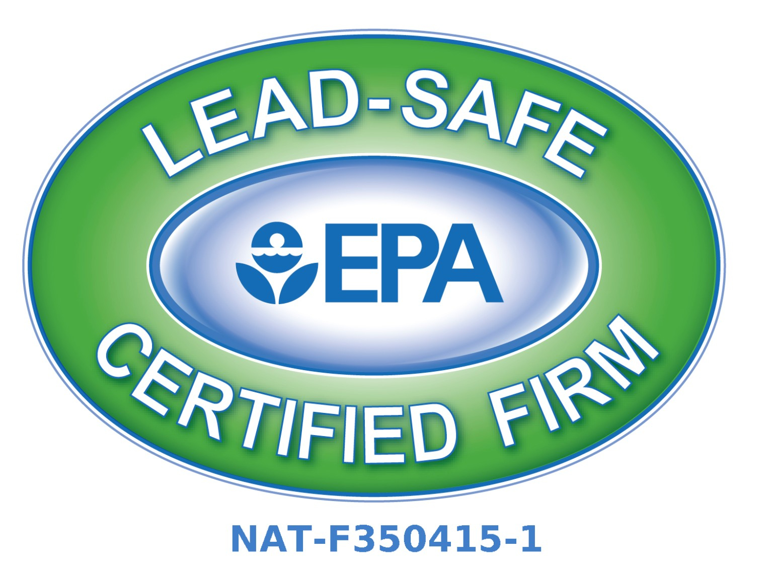EPA Lead-Safe Certified Firm, certification number NAT-F350415-1